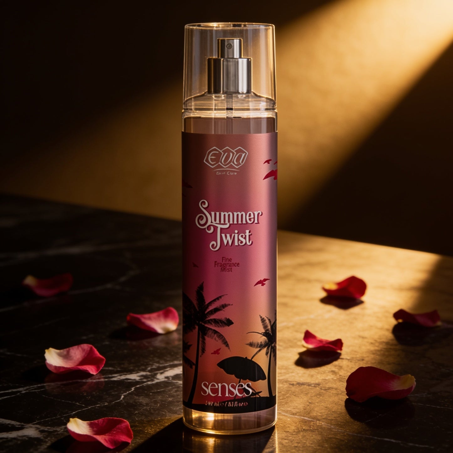 Eva Summer Twist Body Splash, a refreshing fruity summer scented body mist.