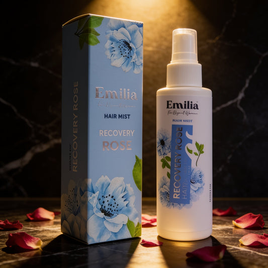 Emilia Recovery Rose Hair Mist for damaged hair treatment and restoration with rose scent