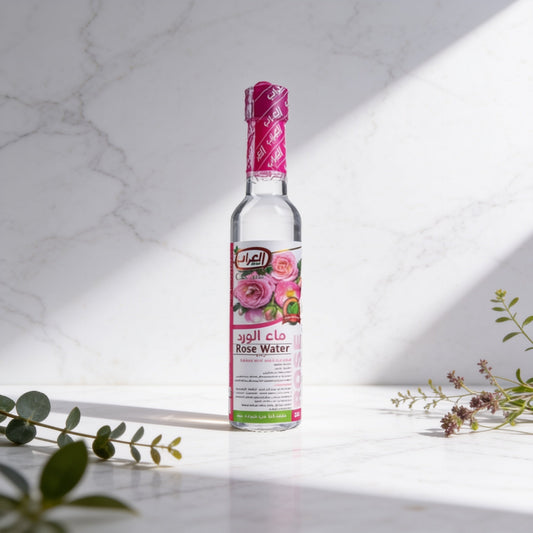 Natural Al-Arabi Rose Water for moisturizing skin, tightening pores, and softening face