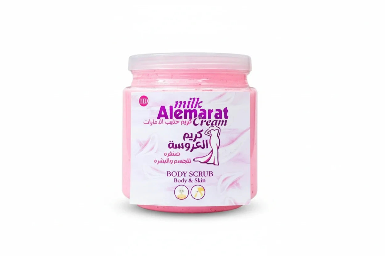 Emirates Milk Body Scrub for Exfoliating, Moisturizing, and Brightening Skin