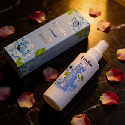 Emilia Recovery Rose Hair Mist for damaged hair treatment and restoration with rose scent