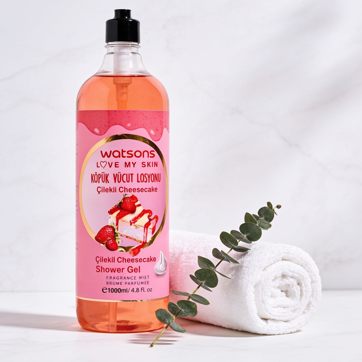 Cheesecake shower gel for cleansing the body with a sweet, refreshing scent and moisturizing the skin