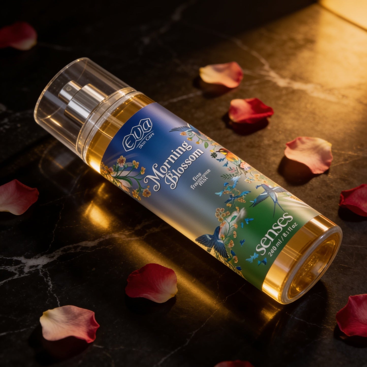 Eva Morning Blossom Body Splash, scented with refreshing morning blossoms.
