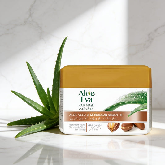 Aloe Eva Hair Mask with Aloe Vera to moisturize damaged hair and strengthen its roots