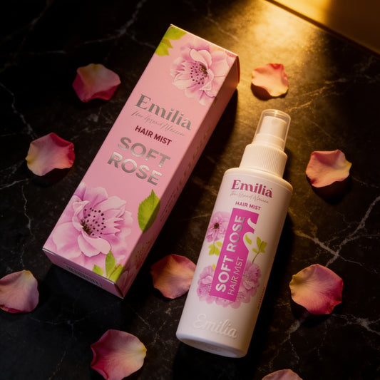 Emilia Soft Rose Hair Mist for moisturizing and adding shine with a rose scent