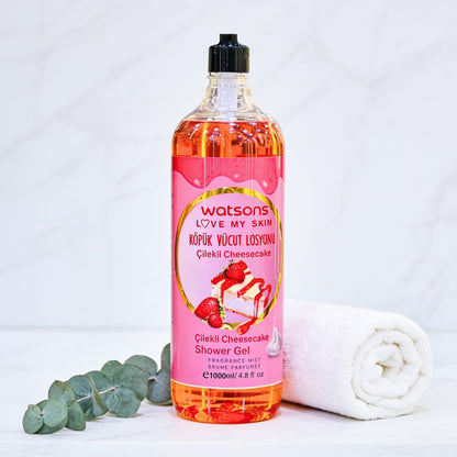Cheesecake shower gel for cleansing the body with a sweet, refreshing scent and moisturizing the skin