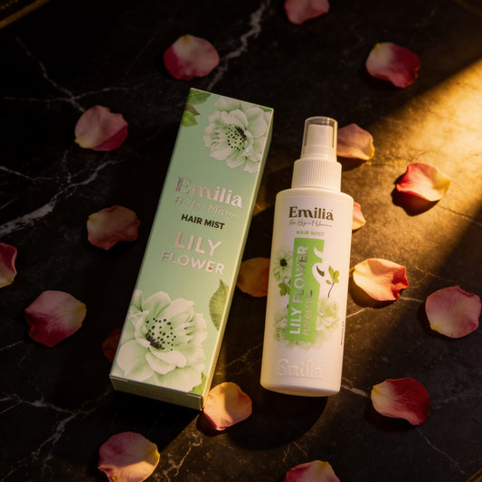 Emilia Lily Flower Hair Mist for hydrating and nourishing hair with a floral scent